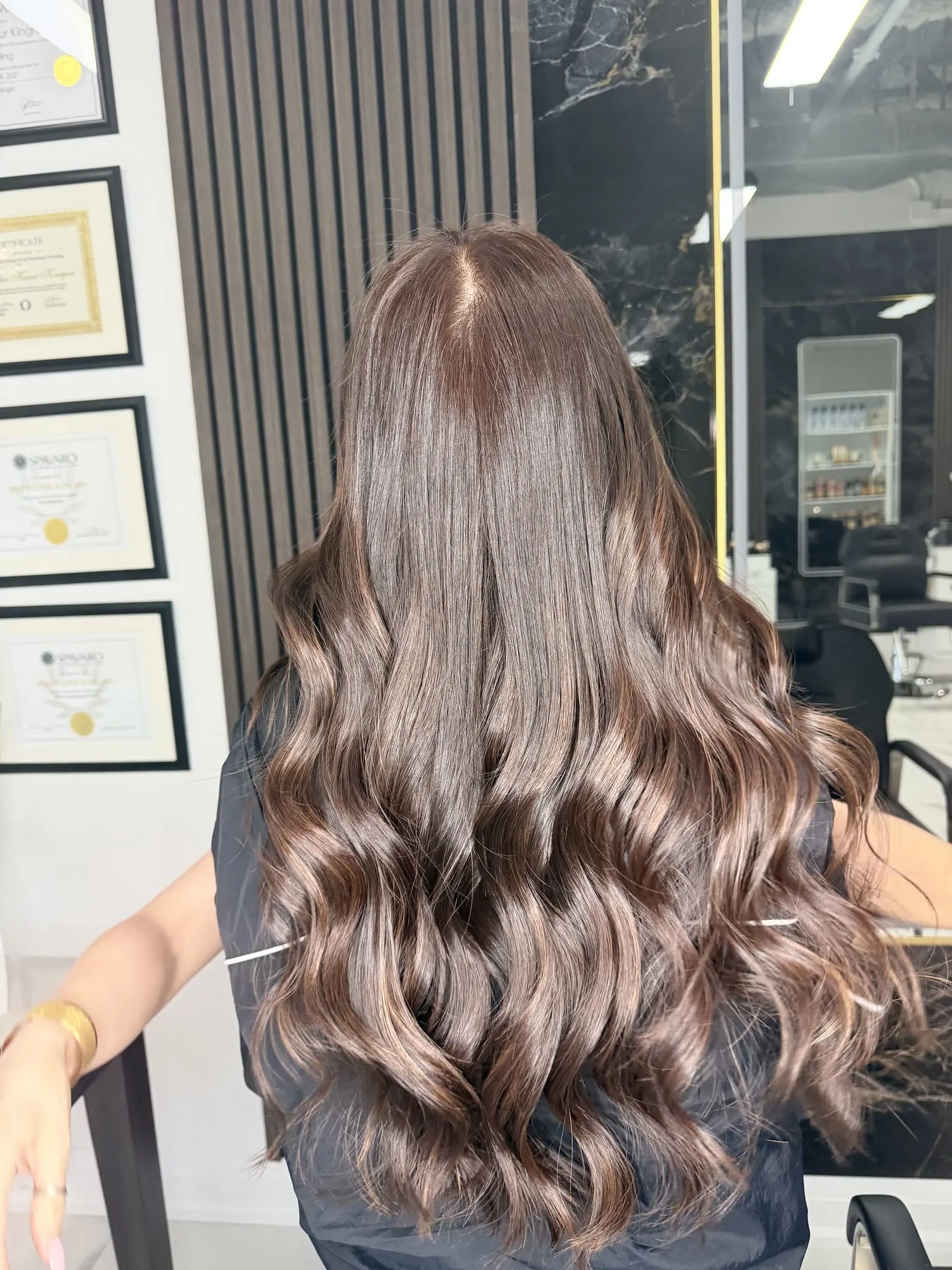 Rich chocolate brown waves by Ronak Hairstylist in Toronto